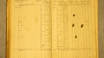 Gulnat uppslag från bagerimästarens dagbok, skriven mellan åren 1901-1915.