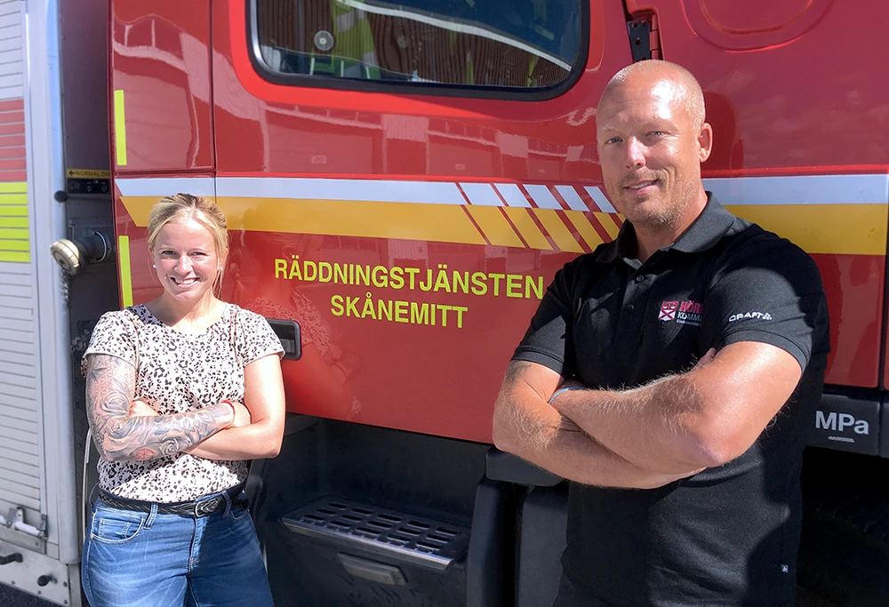 Deltidsbrandmän Carolin och Michael