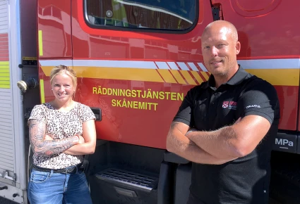 Deltidsbrandmän Carolin och Michael