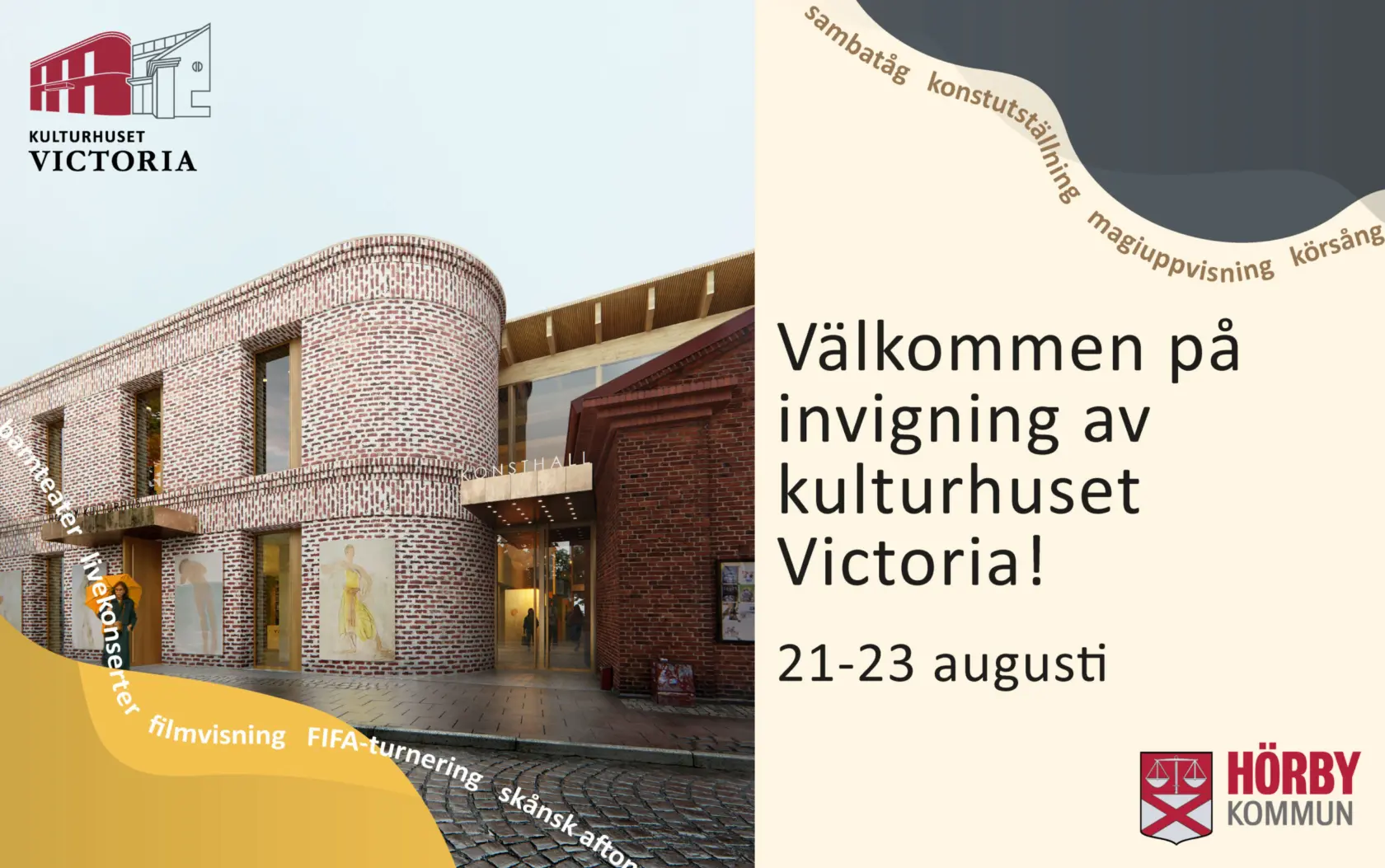 Inbjudningskort, montage med visionsbilden av kulturhuset på