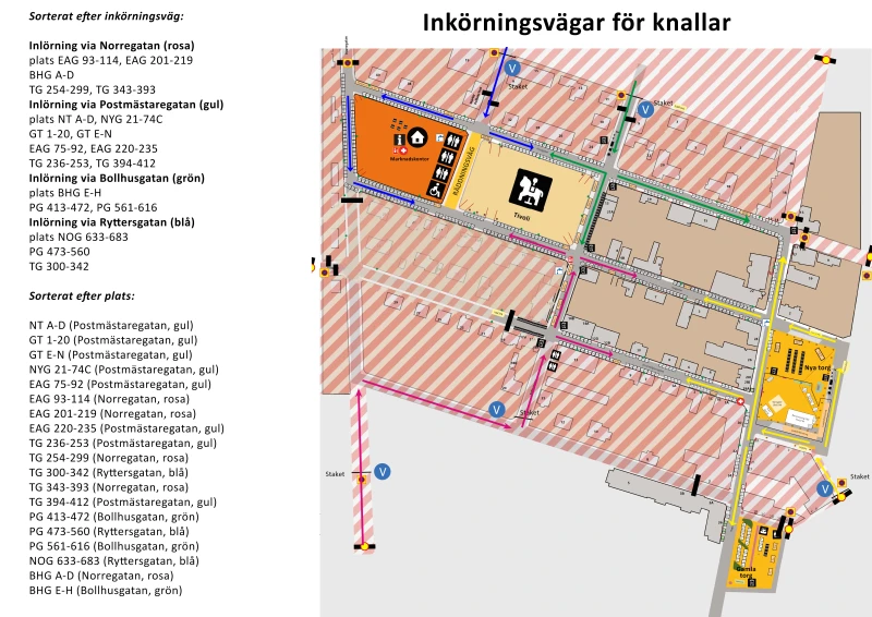 En bild med f&ouml;rklaring kring ink&ouml;rsv&auml;gar under H&ouml;rby marknad