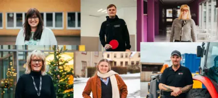 kollage av kvinnor och män