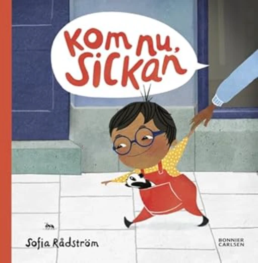 Framsida, illustration av barn som sträcker sig efter något på vägen med pappa i hand
