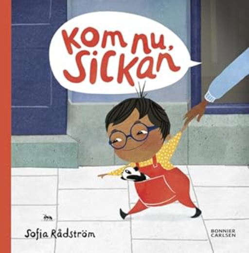 Framsida, illustration av barn som sträcker sig efter något på vägen med pappa i hand