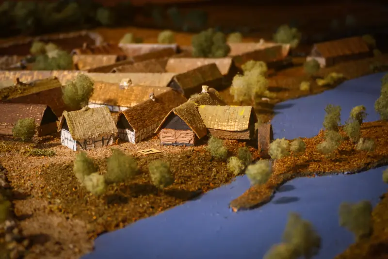 Modellbyggnad av kvarnen, på plats på Hörby museum