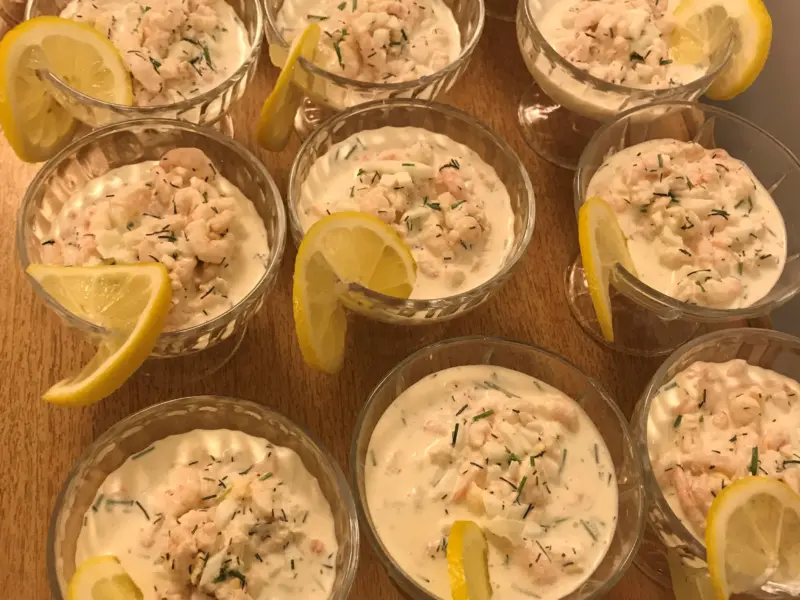 Räkcocktailen som serverades till förrätt