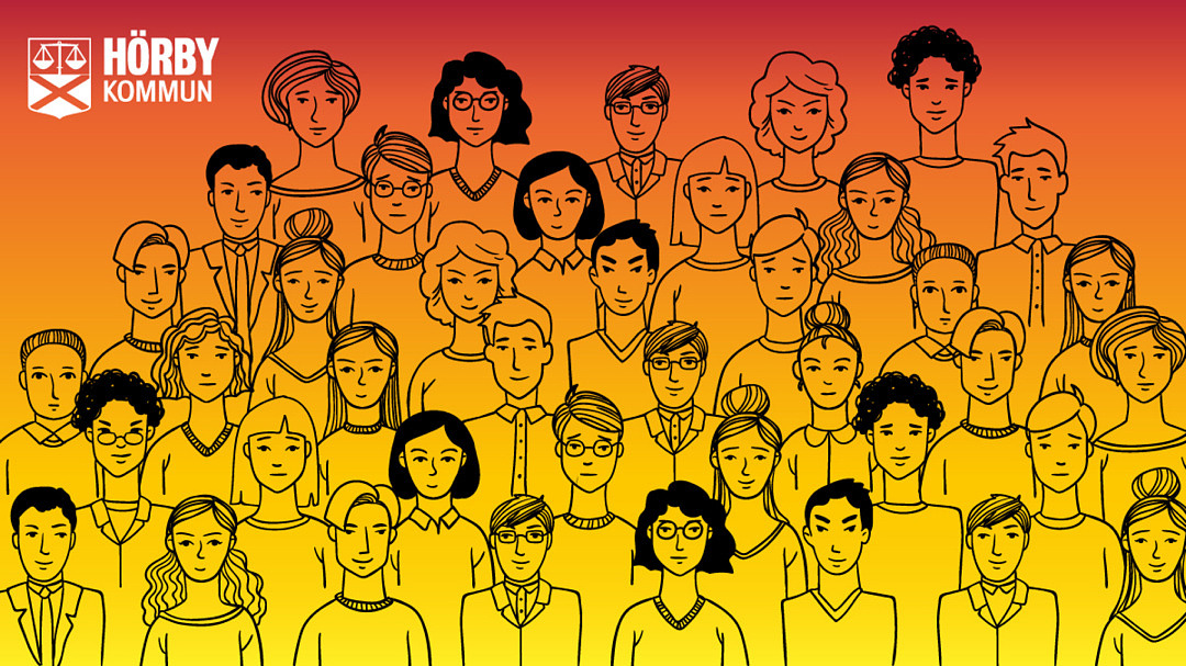 Illustration av människor i en folksamling