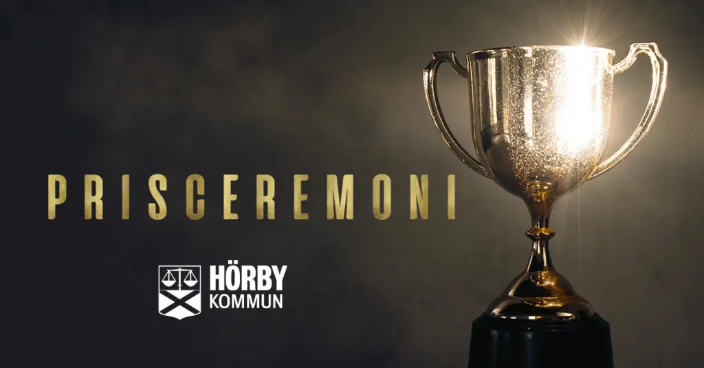 Bild med pokal och text prisceremoni