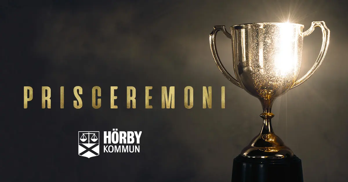 Bild med pokal och text prisceremoni