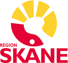 Gul och röd logga Region Skåne
