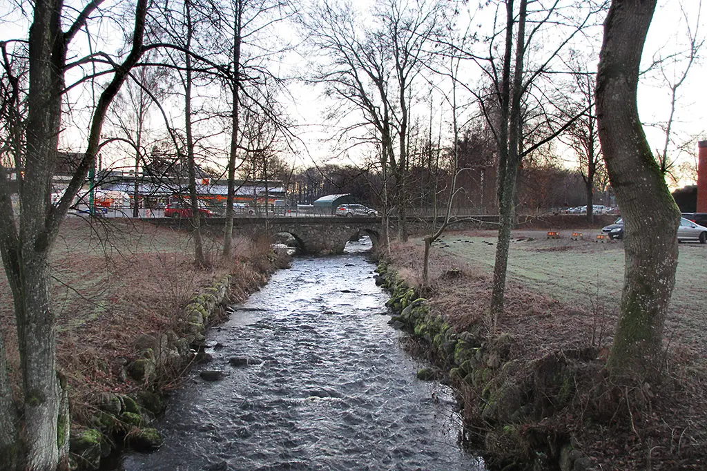 Delsträcka av Hörbyån som ingår i biotopkarteringen.