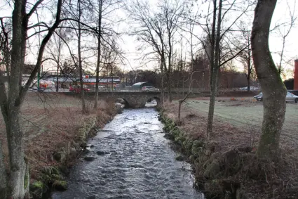 Delsträcka av Hörbyån som ingår i biotopkarteringen.
