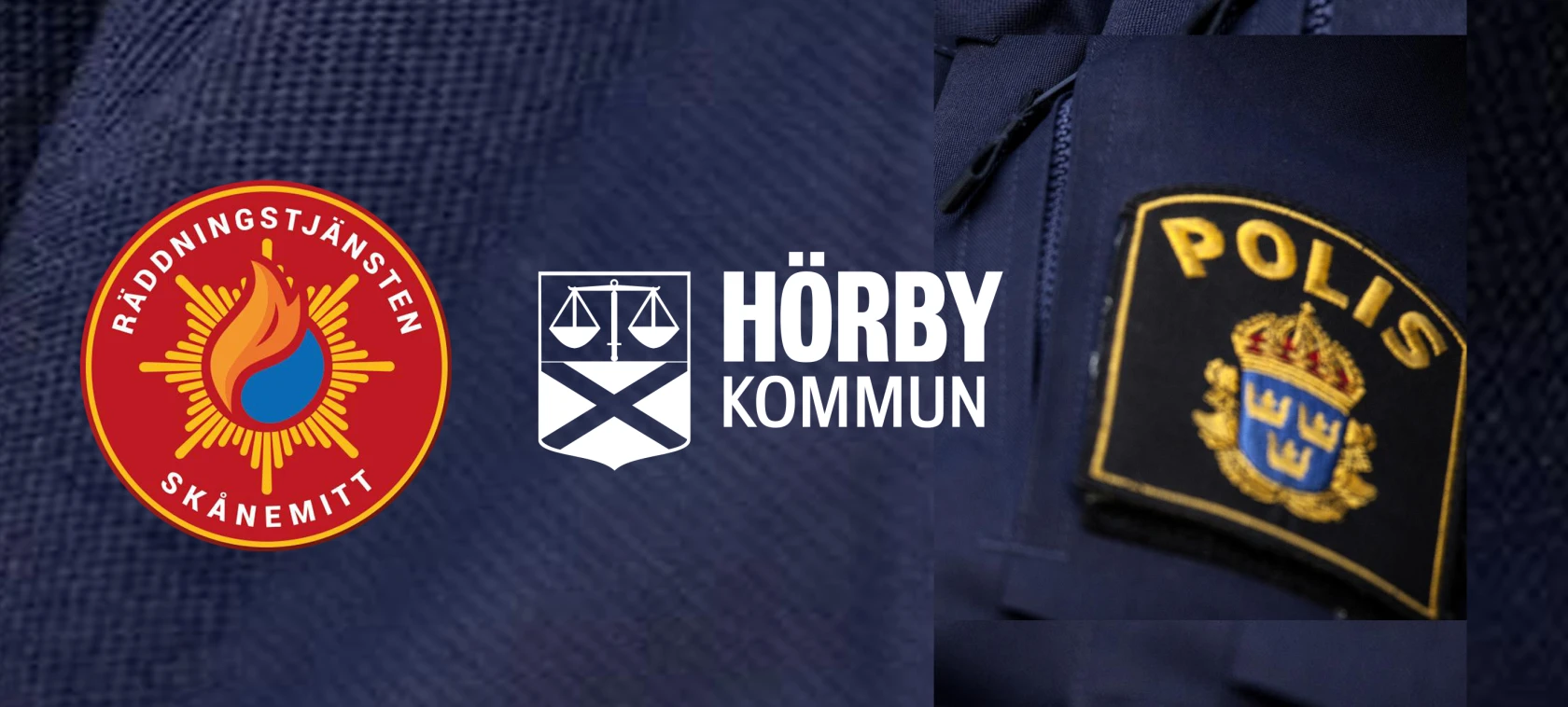 Logotyper för räddningstjänst, hörby kommun och polisen